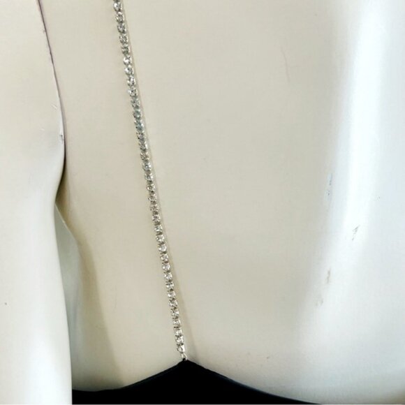 NWT House of Harlow Black Satin Cowl Camisole With Rhinestone Straps - Picture 7 of 13